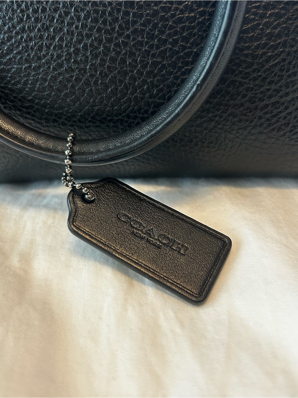 Coach Black Pebbled Leather Satchel with Chain Accent - Picture 4 of 7